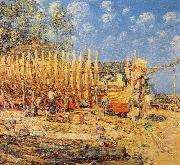 Childe Hassam Building a Schooner, Provincetown Germany oil painting artist